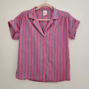 Vintage St Michael Striped Short Sleeved Blouse